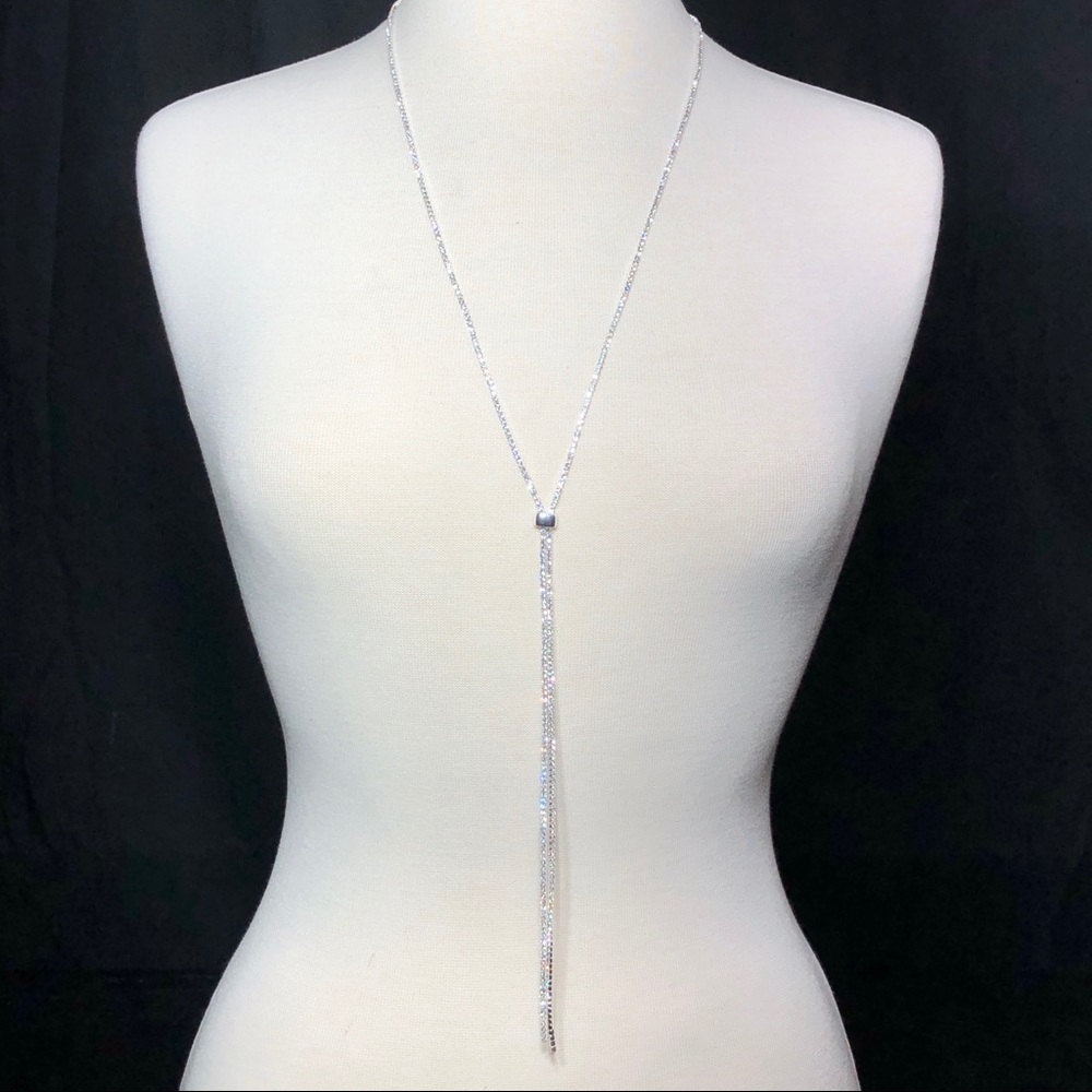 Single Line Rhinestone Adjustable Length Necklace